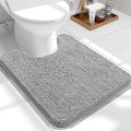 OLANLY Toilet Rugs U-Shaped 24x20, Extra Soft Absorbent Chenille Contour Bathroom Rugs for Toilet, Dry Quickly, Machine Washable, Non-Slip Bath Mat, Light Grey