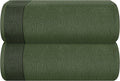 Belizzi Home Cotton 2 Pack Oversized Bath Sheet 35 x 70, Large Bath Sheet, Ultra Absorbent, Compact, Eco-Friendly and 100% Recyclable, Quick Drying and Lightweight Towel - Olive Green