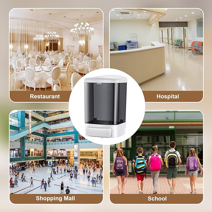 Hushee 4 Pcs Plastic Wall Mounted Soap Dispenser Commercial Manual Soap Containers Wall Dispenser for Kitchen Shower Hotel Liquid Shampoo Gel Chamber(33.8 oz 1000 ml,Black)