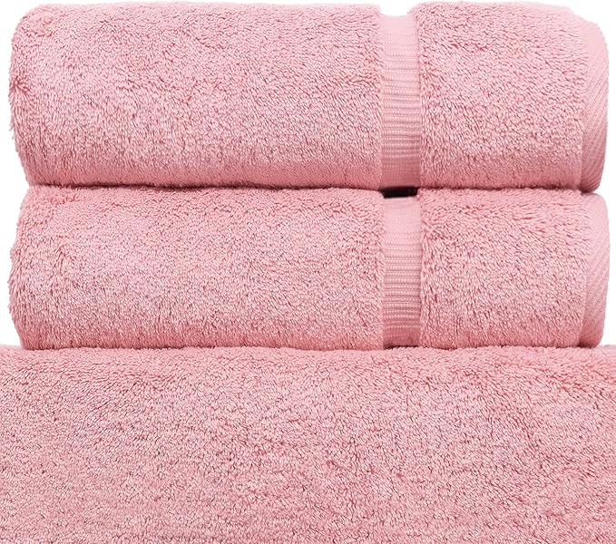 Monogrammed Hand Towel, Personalized Initial Gift, Extra Absorbent 100% Turkish Cotton - Soft Terry Finish - Set of 2 - Black Block Initial K - Embroidered on Pink Towels