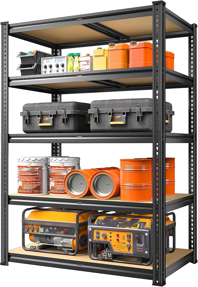 REIBII 72.1'' Storage Shelves 2250LBS Garage Shelving Heavy Duty 5 Tier Heavy Duty Shelving Adjustable Metal Shelves for Warehouse Basement Kitchen Pantry, 72.1" H x 35.5" W x18 D, 1 Pack