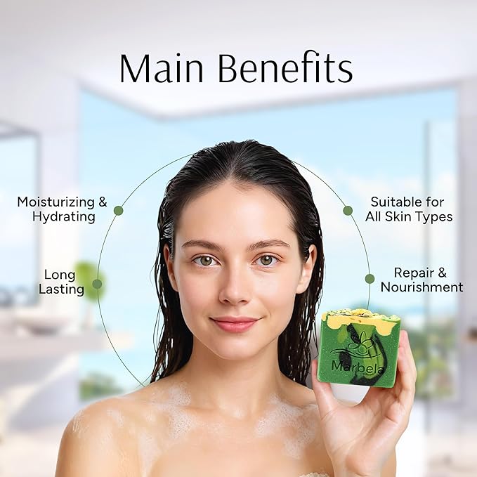Marbela Cosmetics Aloe Vera Handmade Soap Bar - Made in USA, Vegan Friendly, Palm Oil Free, Natural Bar Soap - Gentle Face & Body Soap for Daily Skin Care, Moisturizing & Nourishing - 3.5 oz