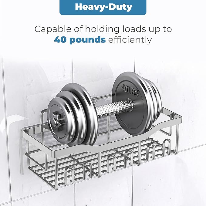 Fab Glass and Mirror 5-Pack Shower Caddy, Chrome- Shower Organizer & Shelves for Efficient Storage, Bathroom Caddy for Wall Organizer, Durable Showers Wall Caddy