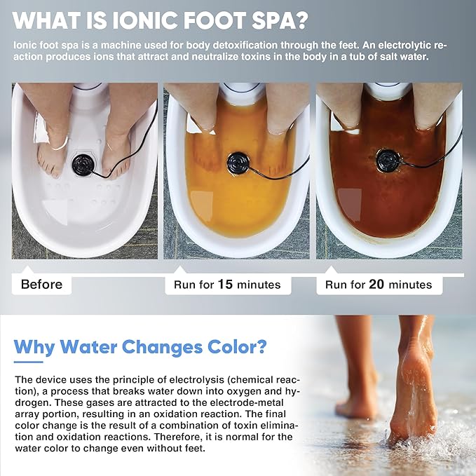 Ionic Foot Bath Detox Machine, Premium Ion Foot Spa for Home Use, Includes 3 Sea Salts (Original/Rose/Lavender), Basin, 2 Ion Arrays & Accessories, Perfect for Parents/Seniors/Partner/Self