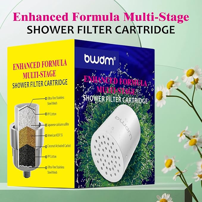 Enhanced Formula Multi-Stage Shower Filter Cartridge,Universal replacement filter cartridge, Remove Chlorine Heavy Metals and Other Sediments, Reduces Dry Itchy Skin, Dandruff.Pack of 1