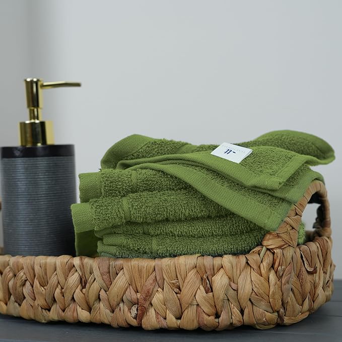 Tens Towels Pack of 60 Washcloths, 12 x 12 Inches, Lighter Weight, Quick to Dry, Super Soft & Absorbent, Gentle Face Towels, Hotel Quality, Perfect for Bathroom, Gym, Spa (Forest Green, 60 Pack)