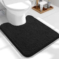 OLANLY Toilet Rugs U-Shaped 24x20, Extra Soft Absorbent Chenille Contour Bathroom Rugs for Toilet, Dry Quickly, Machine Washable, Non-Slip Bath Mat, Black