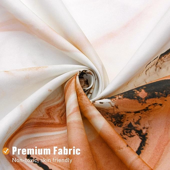MitoVilla Orange Marble Shower Curtain, Abstract Ombre Fabric Shower Curtains for Modern Bathroom Decor, Luxury Cloth Watercolor Shower Curtain, 72x72