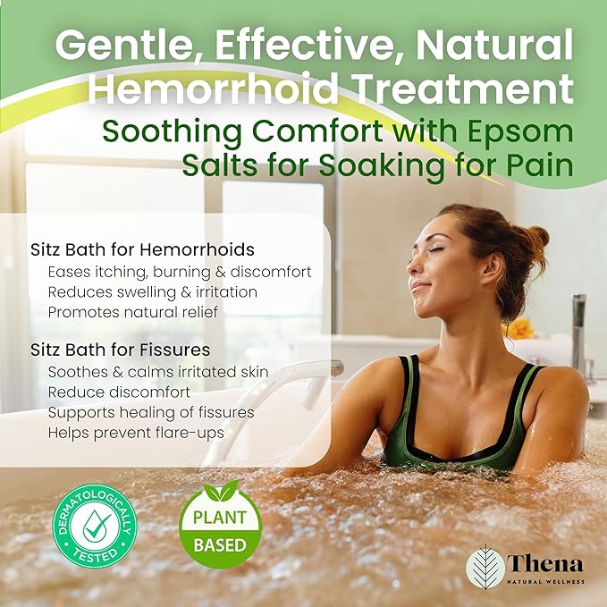 Best Organic Sitz Bath Soak Postpartum Care & Post Partum Essentials, Natural Hemorrhoid Treatment for Women & Moms with Epsom Dead Sea Salt Witch Hazel, Sitz Bath for Toilet, Thena