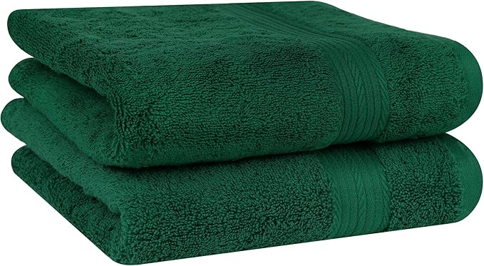 Ample Decor Hand Towels 18 X 28 Inch 600 GSM 100% Cotton, Premium Soft Absorbent - 2 Pcs - Christmas Green