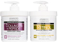 Advanced Clinicals Retinol Cream + Collagen Peptides Body Moisturizer & Face Lotion 2PC Skin Care Set | Dry Skin Body Lotion For Women & Men To Help Improve Appearance Of Crepey Skin, 2PC Bundle
