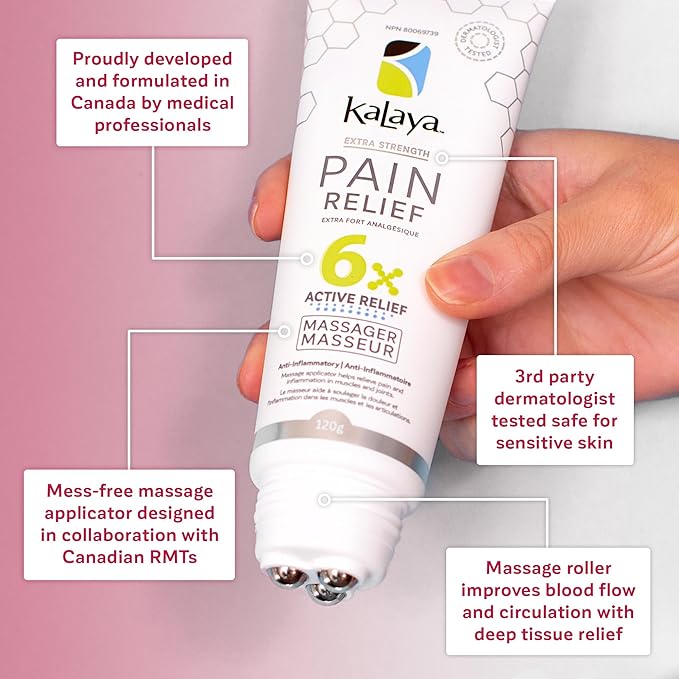 Kalaya Pain Relief Cream with Arnica – Fast-Acting Joint & Muscle Pain Relief – 6 Natural Ingredients – No-Mess Applicator – RMT-Inspired Design – Dermatologist Tested – 4.2 oz