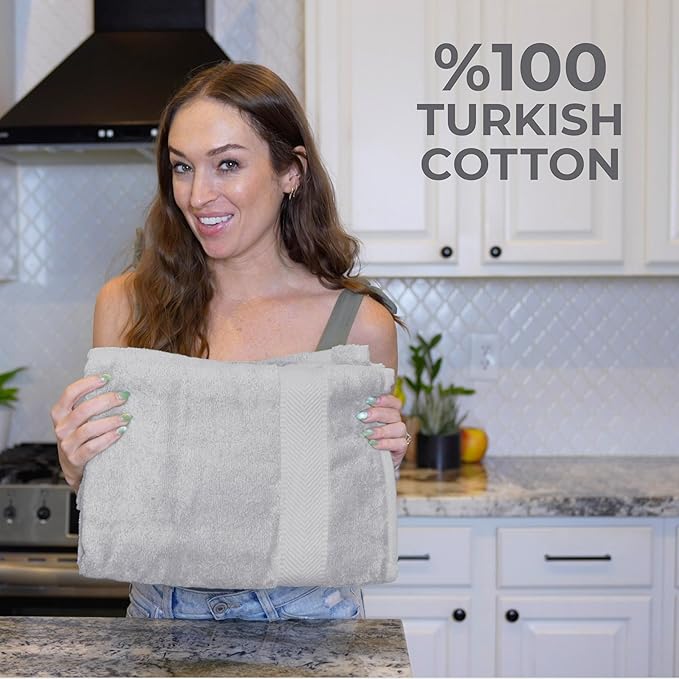 TEXTILOM 6 Pcs Bath Towel Set – Hotel and Spa Quality & Soft & Absorbent & Quick Dry Bath Towels for Bathroom –100% Turkish Cotton Bathroom Towels Set (2 Bath Towels,2 Hand Towels,2 Washcloths)-LGrey