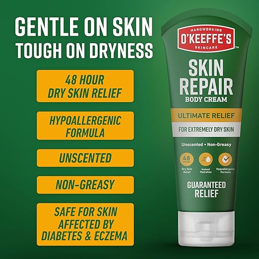 O’Keeffe’s Skin Repair Ultimate Relief Body Cream, 7oz Tube (Pack of 1) – for The Most Severe Dry Skin