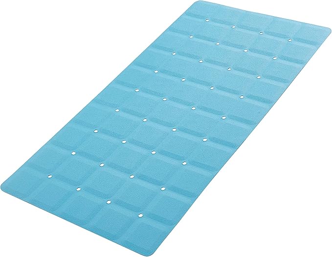 Foldable Silicone Bathtub Mat: Jumbo Size Heavy Duty Safety Bath Mat for Tub Without Suction Cups Non Slip Bath & Shower Mat for Textured, Reglazed, Refinished Tub (Blue, 35.8 x 17.7)