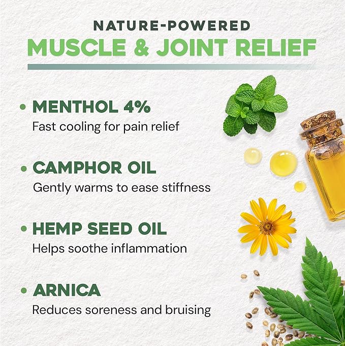 Ebanel Pain Relief Cream for Arthritis, Back, Joint, Foot, Neck, Strains & Sprains with Menthol, Camphor, Arnica, Emu Oil, MSM, Boswellia, Soothing Muscle Pain Relief Cream