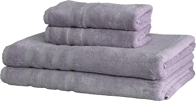 Mosobam Luxury Turkish 4pc XL Towel Set 35X70 16X30 Lavender Aura 700 GSM Bamboo Viscose & Aegean Turkish Combed Cotton