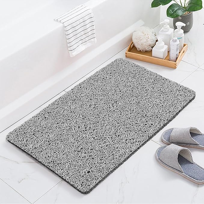 Joyhalo Shower Mats for Showers Anti Slip for Elderly, 32'' x 24'' Non Slip Bath Mat for Inside Shower, Bath Tub Mats for Bathroom Non Slip for Shower, PVC Loofah Bathroom Mats, Grey
