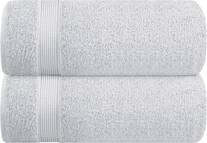 Belizzi Home Cotton 2 Pack Oversized Bath Sheet 35x70, Large Bath Sheet, Ultra Soft, Absorbent, Compact, Eco-Friendly, Recyclable, Quick Drying and Lightweight Towel - Light Grey