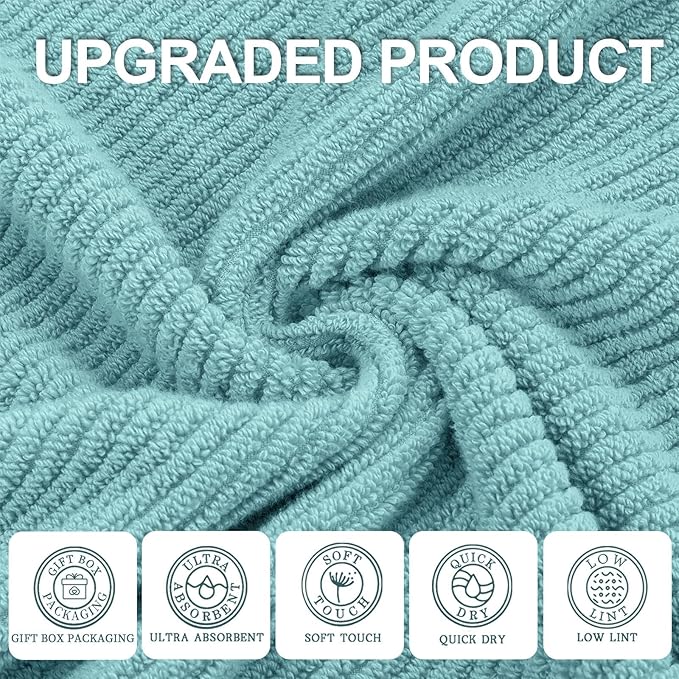 Wash Cloths for Your Face, 6 Pack Large 13"x13" - 100% Cotton | Lightweight | Thick | Quick Dry | Soft | Absorbent, Luxury Facial Towels, Hand Towels for Shower, Bathroom Essentials, Aqua Teal