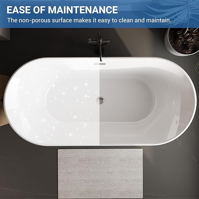 59" Acrylic Freestanding Bathtub, Contemporary Soaking Tub, CUPC Certified Stand Alone Slipper Soaking Tub, Integrated Overflow and Drain, cUPC Certified, Gray exterior, white interior