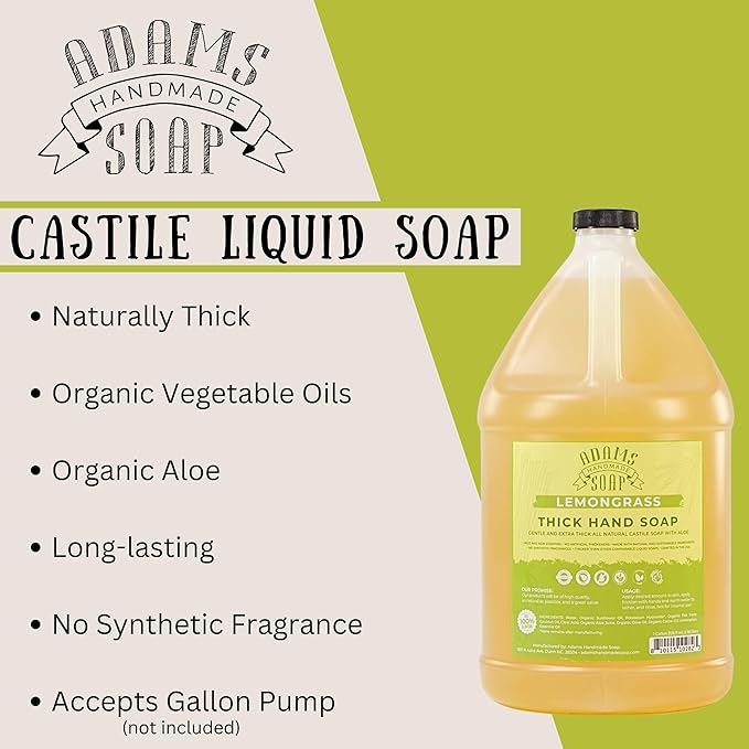 Adams Handmade Soap Liquid Hand Soap 1 Gal (Lemongrass, 4 pack)