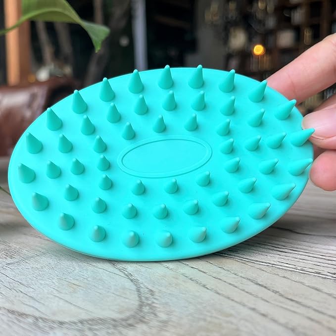 Premium Sensory Brush for Kids or Autism,Soft Silicone Body Scrubber,2 in 1 Sensory Room Occupational Therapy Sensory Brushes,Silicone Loofah,Pets Shower Brush Bath Brush Shampoo Brush(Spikes-Teal)