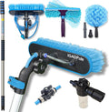 IGADPole 20 FT Water-Fed Washing Kit with Soap-Dispenser, Brush, 10″ Squeegee & Cobweb Duster for Windows, Gutters, Solar Panels & Exterior Walls