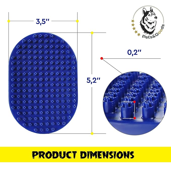 Pets&Goods Rubber Grooming Brush for Dogs & Cats - Gentle Deshedding Bath Brush for Short & Medium Hair - Soft Bristles, Anti-Slip Grip, Easy to Clean