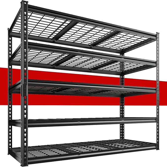 REIBII 55" W Garage Shelving, Heavy Duty Storage Shelves Load 3000LBS, 5 Tier Adjustable Metal Shelving Unit for Basement, Warehouse, Workshop, 55" W x 24" D x 72" H