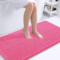 OLANLY Bathroom Rugs 44x24, Extra Soft Absorbent Chenille Bath Rugs, Rubber Backing Quick Dry, Machine Washable Bath Mats for Bathroom Floor, Tub and Shower, Home Decor Accessories, Hot Pink