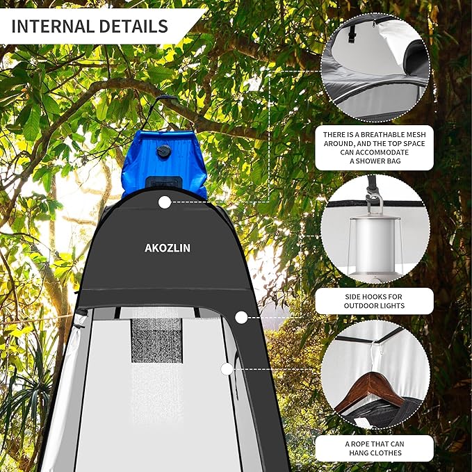 AKOZLIN Portable Pop Up Shower Tent Instant Privacy Dressing Changing Tent Outdoor Shower Room Camp Toilet Tent