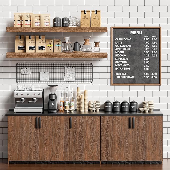 Heimlove Floating Shelves for Wall 36 Inches Long,9.3" Deep Walnut Floating Shelf Set of 2,Wall Mounted Shelves for Bathroom Bedroom Living Room Kitchen Office,Shelf for Books Storage,Home Decor