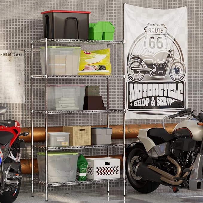 18" Deep x 42" Wide x 74" Height Wire Shelving Kit | 5-Tier | NSF Commercial Storage Rack Unit