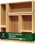 ROYAL CRAFT WOOD 5-Piece Bamboo Drawer Organizer Set – Multi-Use Storage Trays for Kitchen, Bathroom, Office, Makeup, Jewelry & More – Junk Drawer Tray, Utensil Holder, Storage Box & Bin Set (5 Boxes)