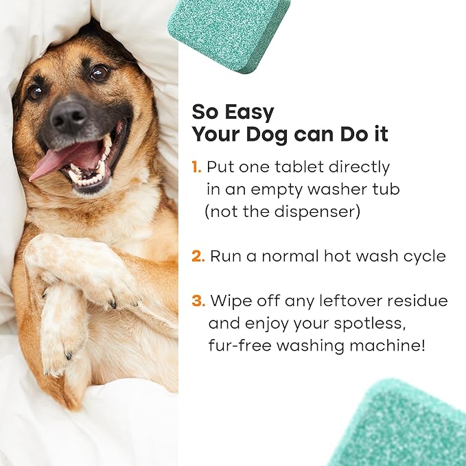 Washing Machine Cleaner Tablets - 24 Pack for a 12 Month Supply. Formulated for Pet Owners. Compatible with HE, Top & Front Load. Easily Removes Residue, Grime. Value Brand by Uproot Clean