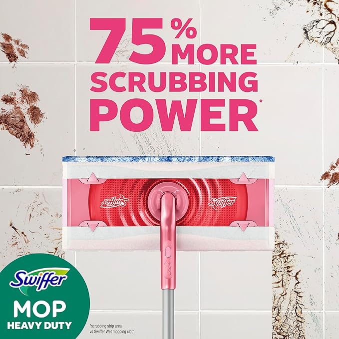 Swiffer Sweep and Mop Deluxe, Limited Edition Pink Wicked: for Good, 2-in-1 Floor Mopping and Sweeping Kit, 1 Sweeper Device, 5 Heavy Duty Dry Sweeping Cloths, 3 Heavy Duty Wet Mopping Cloths