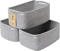 Small Storage Baskets for Organizing | Closet Organizer Bins | Shelf Toy Basket | Woven Rope Baskets | Cube Decorative Box | Shallow Basket | 13x8.5x5.1” | 3 Packs Mixed Grey