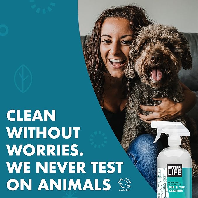 BETTER LIFE Bathroom Cleaner - Tea Tree Bathtub & Shower Cleaner Spray for Glass and Tile - Foaming Mold and Mildew Remover for Tub Works on Hard Water Stains - 32oz (Pack of 2)