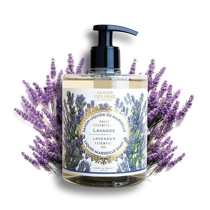 Panier des Sens - Moisturizing Hand Soap - Lavender Aromatic Fragrance - French Savon de Marseille Soap with Coconut Oil - Refillable Kitchen & Bathroom Soap - 16.9 Fl.oz Hand Wash 97% Natural