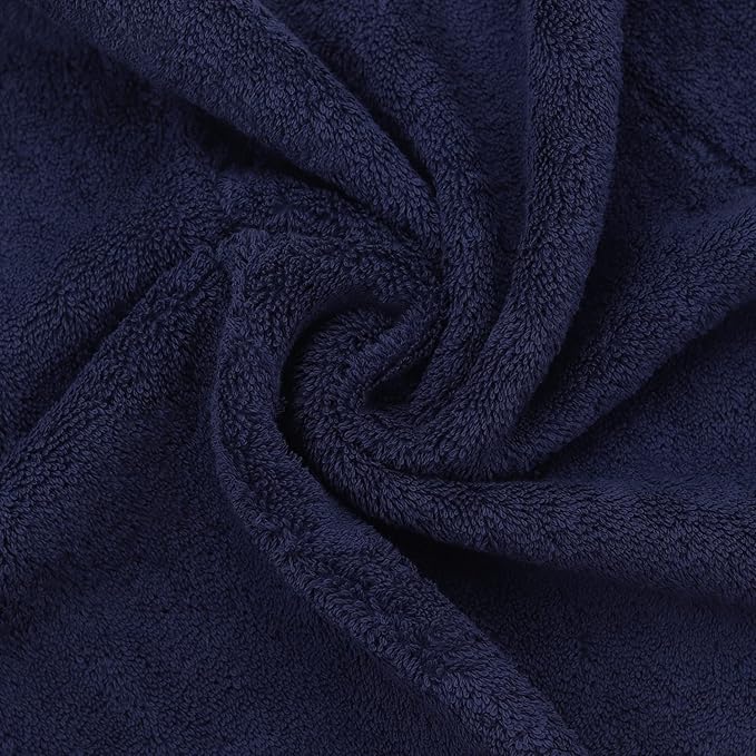 Luxury Hotel & Spa Quality, Quick Dry 100% Turkish Cotton 700 GSM, Eco Friendly Towel, for Bathroom Dobby Border Soft Bath Towel Set 27 X 54 (Navy Blue, Bath Towels - Set of 2)