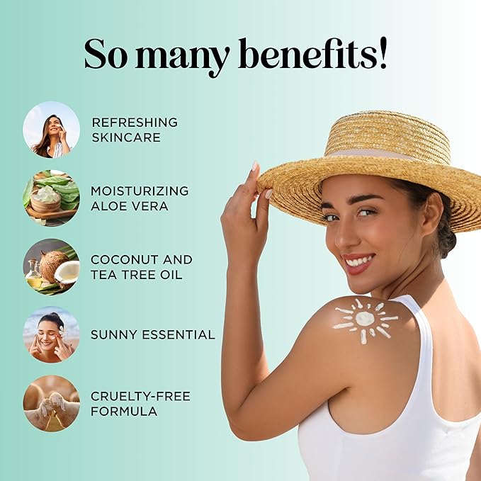 After Sun Lotion with Aloe Vera - Ultra Cooling Aloe Vera for Sunburn Hydration with Cocoa Butter & Rosehip Oil - Hydrating Aloe Lotion After Sun Moisturizer for Dry Skin with Hyaluronic Acid
