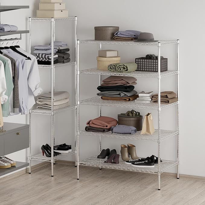 24" Deep x 42" Wide x 64" Height Wire Shelving Kit | 5-Tier | NSF Commercial Storage Rack Unit