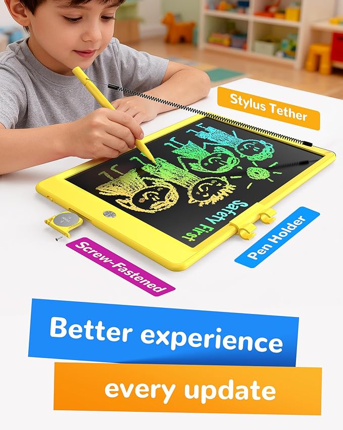 KOKODI LCD Writing Tablet, 10 Inch Colorful Doodle Board Drawing Tablet, Erasable Reusable Electronic Drawing Pads, Educational and Learning Toy for 3-6 Years Old Boy and Girls