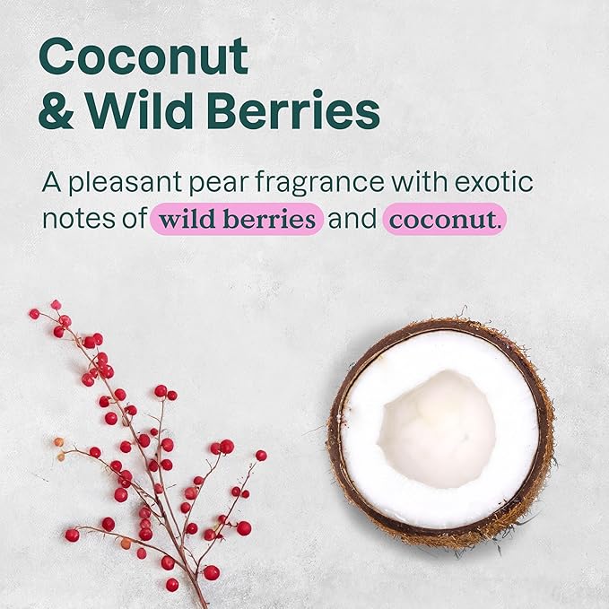 ATTITUDE Body Wash, EWG Verified Shower Gel, Dermatologically Tested, Plant and Mineral-Based, Vegan Personal Care Products, Coconut & Wild Berries Scent, 16 Fl Oz (Pack of 3)