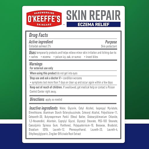 O’Keeffe’s Skin Repair Eczema Relief Body Cream, 7oz Tube (Pack of 1) – 48 Hour Itch Relief in One Use