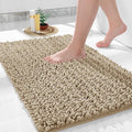 Yimobra Bathroom Rugs Non Slip Washable 24x17 Inch - Ultra Soft Absorbent Chenille Bath Mat, Quick Dry Shaggy Floor Carpet for Tub Shower, Camel Home Decor Accessories