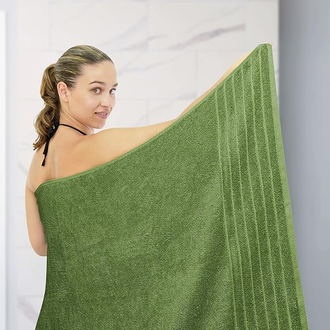 Tens Towels Pack of 1 Jumbo Bath Sheet 40 x 80 Inches, Extra Large & Light Weight, Quicker to Dry, 100% Cotton, Super Soft & Absorbent, Perfect to Wrap Yourself in, Green