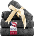 American Veteran Towel, 100% Cotton Turkish Washcloths for Bathroom Essentials 4 Pack, Soft Absorbent Wash Cloths Quick Drying Small Towels Washrags, Dark Gray