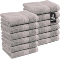 LANE LINEN 100% Cotton Wash Cloths - 12 Pcs - Spa & Salon Quality - Ring Spun Cotton Face Cloths - Soft & Absorbent Washcloths for Body, Beauty, Home, Gym - Fingertip Towels Set - 13"x13", Platinum